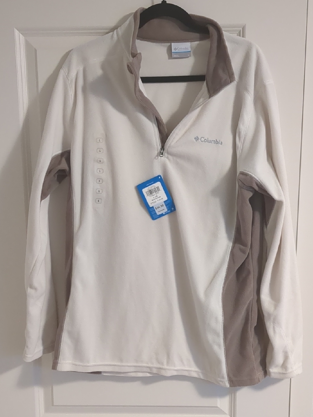 Columbia Men's Cream and Taupe Fleece Pullover